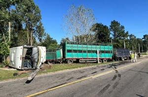 Un camión chocó de atrás a un ómnibus